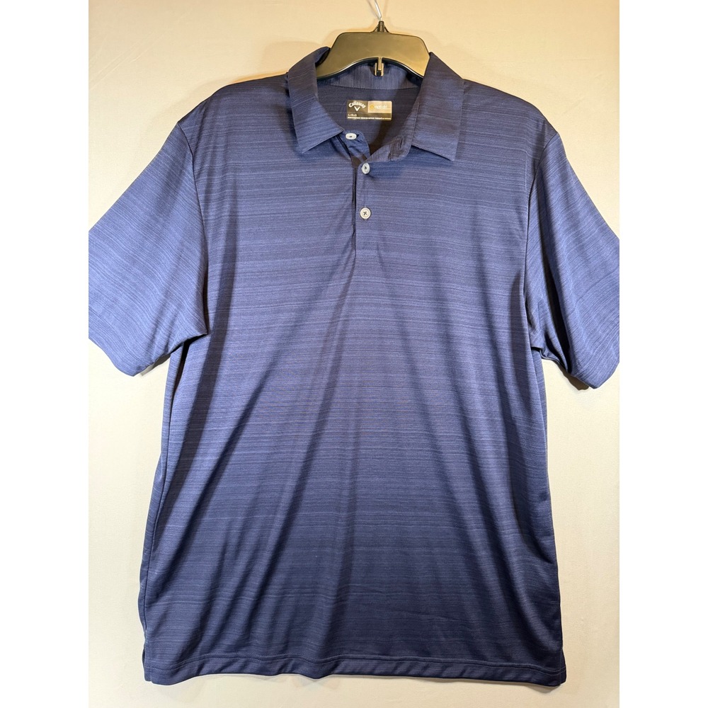Callaway Mens Opti-Dri Golf Polo Shirt Navy Blue Heather Space Dye Size Large